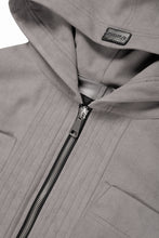 Load image into Gallery viewer, A.F ARTEFACT HOODED ZIP UP BLOUSON / SYNTHETIC SUEDE LEATHER (GREY)