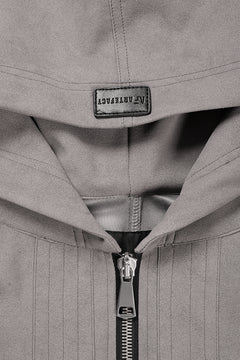 Load image into Gallery viewer, A.F ARTEFACT HOODED ZIP UP BLOUSON / SYNTHETIC SUEDE LEATHER (GREY)