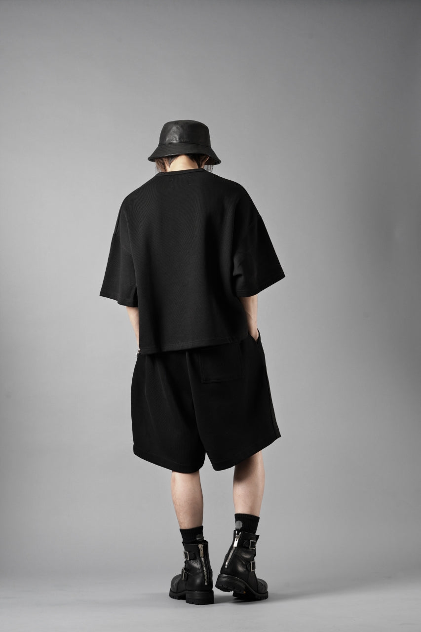 画像をギャラリービューアに読み込む, N/07 2 TUCKS EASY SHORTS / RIBBED CARDBOARD KNIT JERSEY (BLACK)