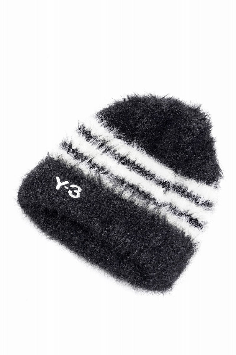 Y-3 Yohji Yamamoto STRIPES BEANIE (BLACK x CREAM WHITE