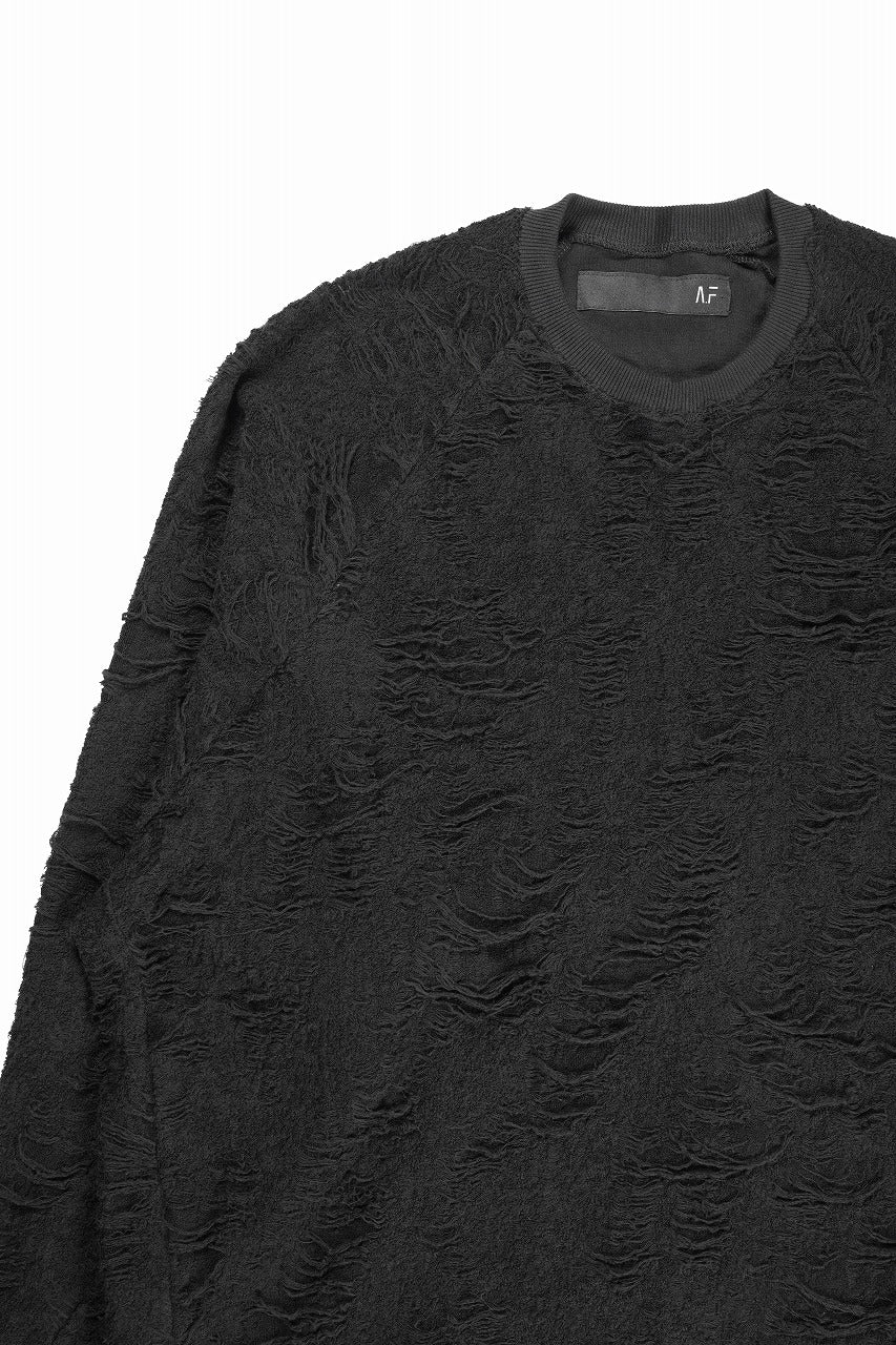 画像をギャラリービューアに読み込む, A.F ARTEFACT DOLMAN TOPS / DAMAGE PILE & PLATING KNIT JERSEY (BLACK)