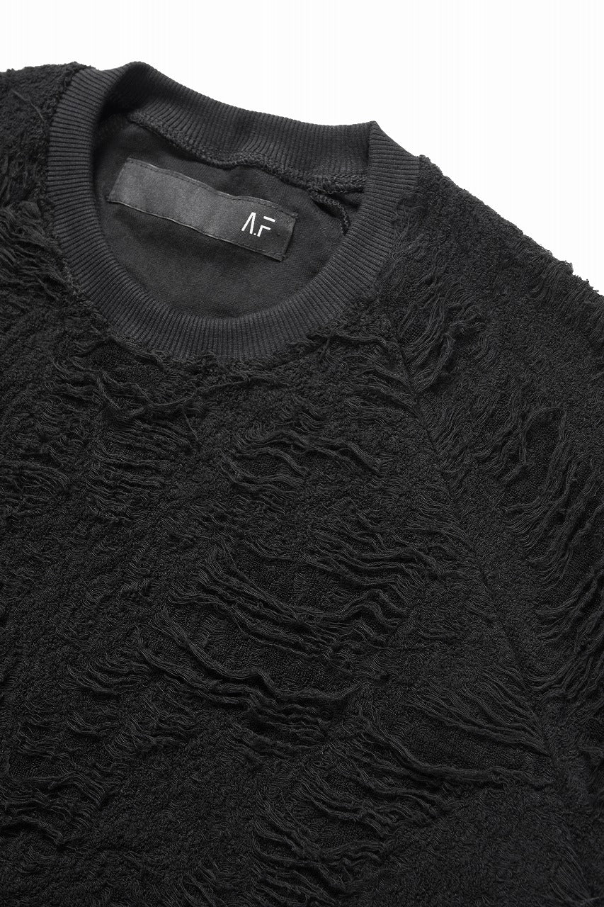 画像をギャラリービューアに読み込む, A.F ARTEFACT DOLMAN TOPS / DAMAGE PILE & PLATING KNIT JERSEY (BLACK)