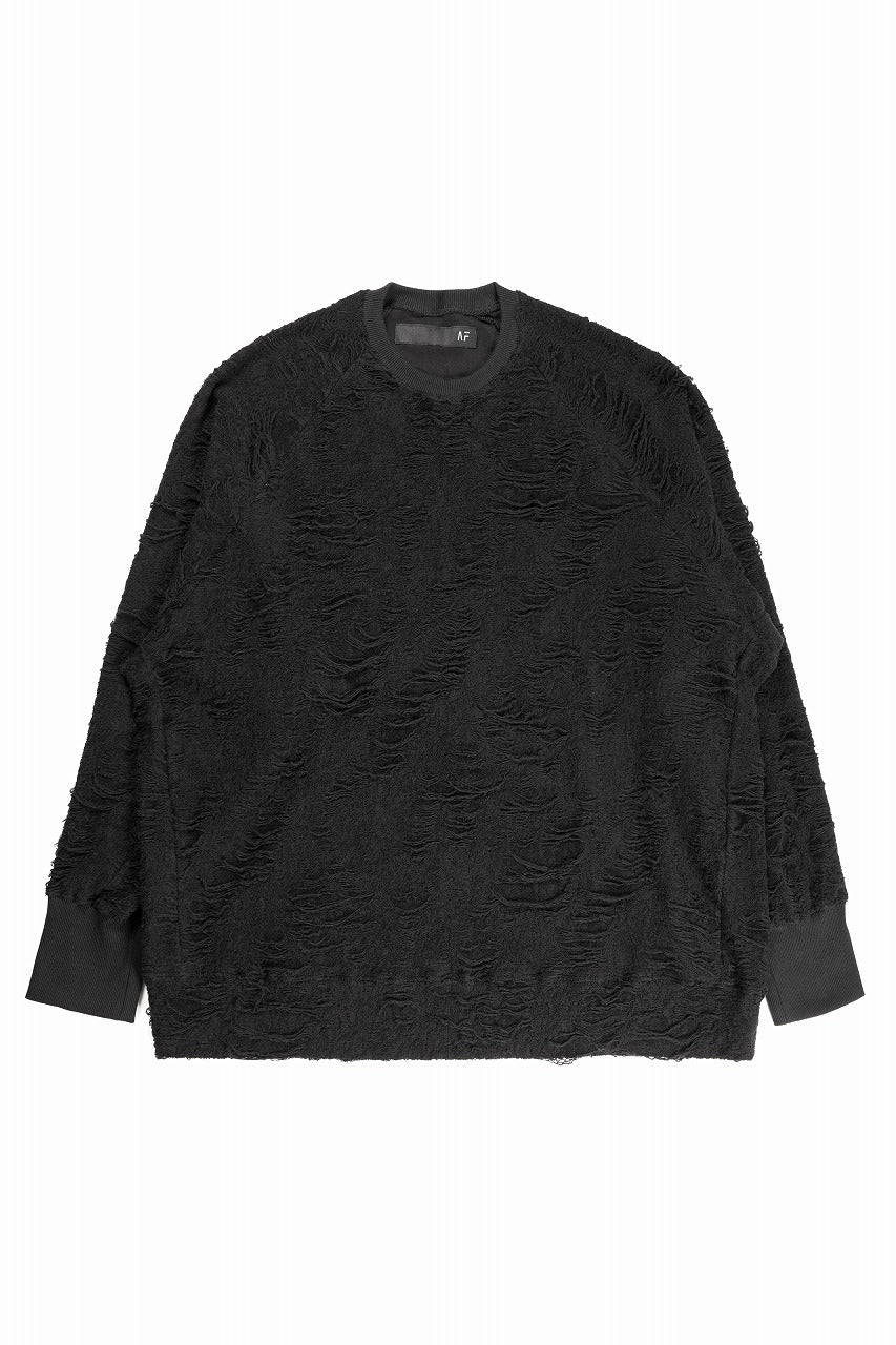 画像をギャラリービューアに読み込む, A.F ARTEFACT DOLMAN TOPS / DAMAGE PILE & PLATING KNIT JERSEY (BLACK)