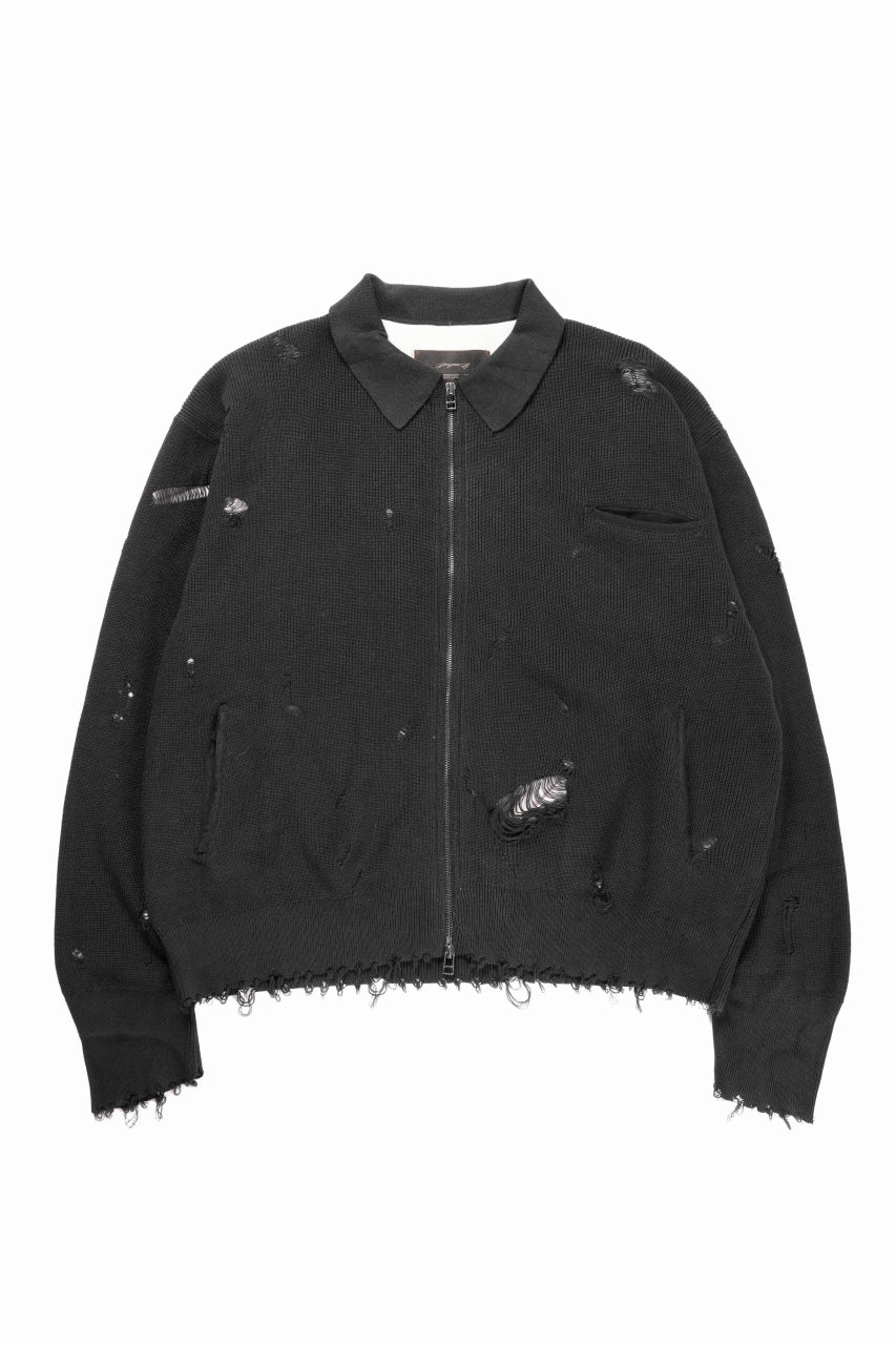 Load image into Gallery viewer, Professor.E DESTROYED KNIT JACKET (BLACK)