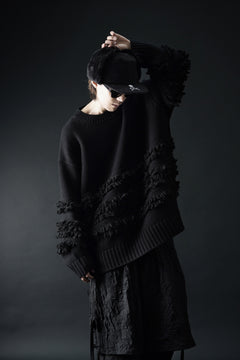 画像をギャラリービューアに読み込む, F/CE. DUAL TEXTURE SHIFTED LINES KNIT (BLACK)