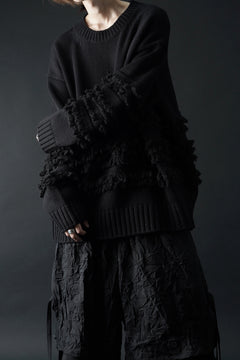 画像をギャラリービューアに読み込む, F/CE. DUAL TEXTURE SHIFTED LINES KNIT (BLACK)