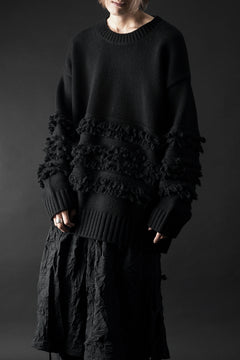 画像をギャラリービューアに読み込む, F/CE. DUAL TEXTURE SHIFTED LINES KNIT (BLACK)