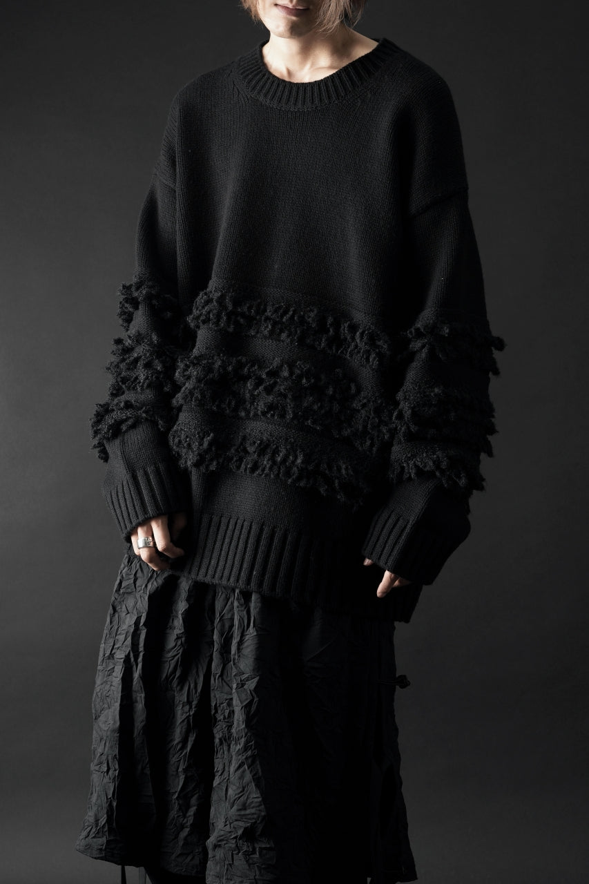 画像をギャラリービューアに読み込む, F/CE. DUAL TEXTURE SHIFTED LINES KNIT (BLACK)