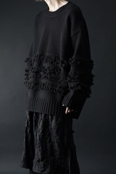 画像をギャラリービューアに読み込む, F/CE. DUAL TEXTURE SHIFTED LINES KNIT (BLACK)