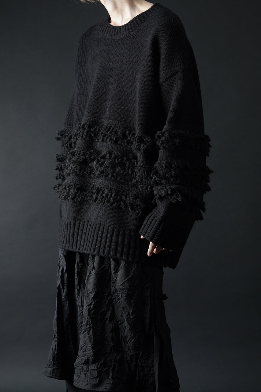 画像をギャラリービューアに読み込む, F/CE. DUAL TEXTURE SHIFTED LINES KNIT (BLACK)