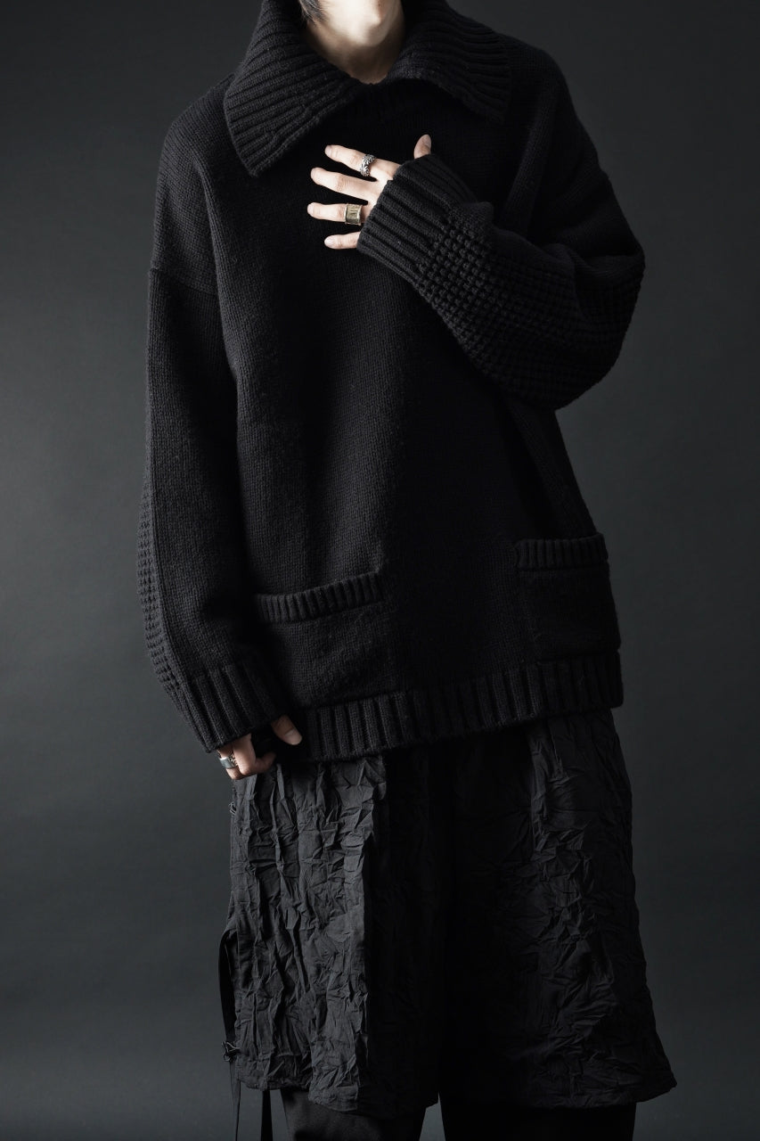 画像をギャラリービューアに読み込む, F/CE. REVERSE PATTERN COLLAR KNIT (BLACK)