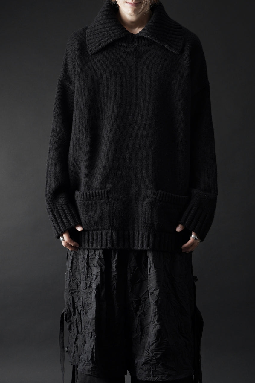 画像をギャラリービューアに読み込む, F/CE. REVERSE PATTERN COLLAR KNIT (BLACK)