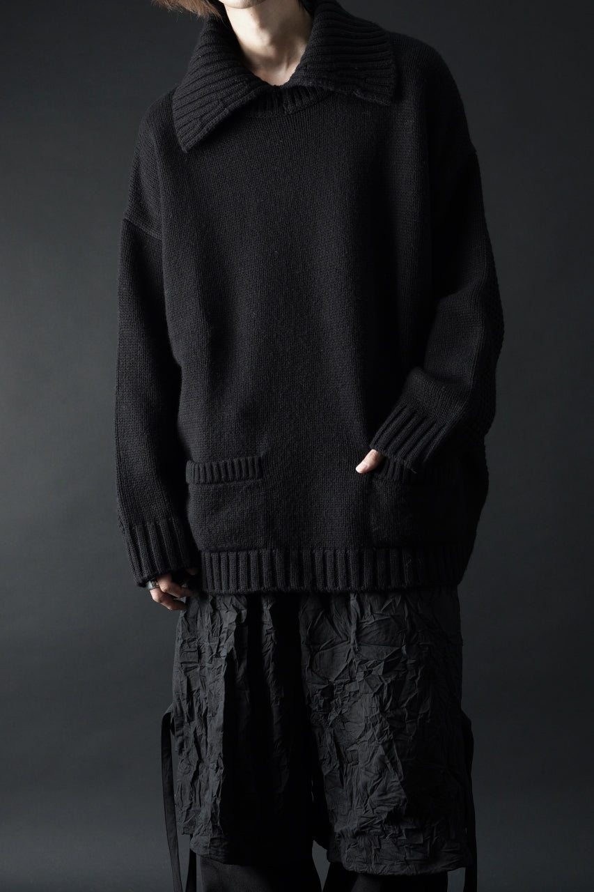 画像をギャラリービューアに読み込む, F/CE. REVERSE PATTERN COLLAR KNIT (BLACK)