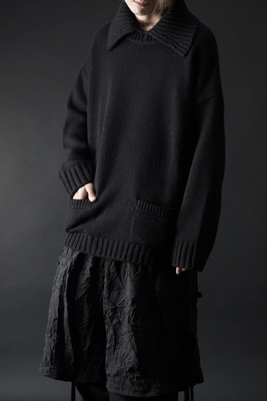 画像をギャラリービューアに読み込む, F/CE. REVERSE PATTERN COLLAR KNIT (BLACK)