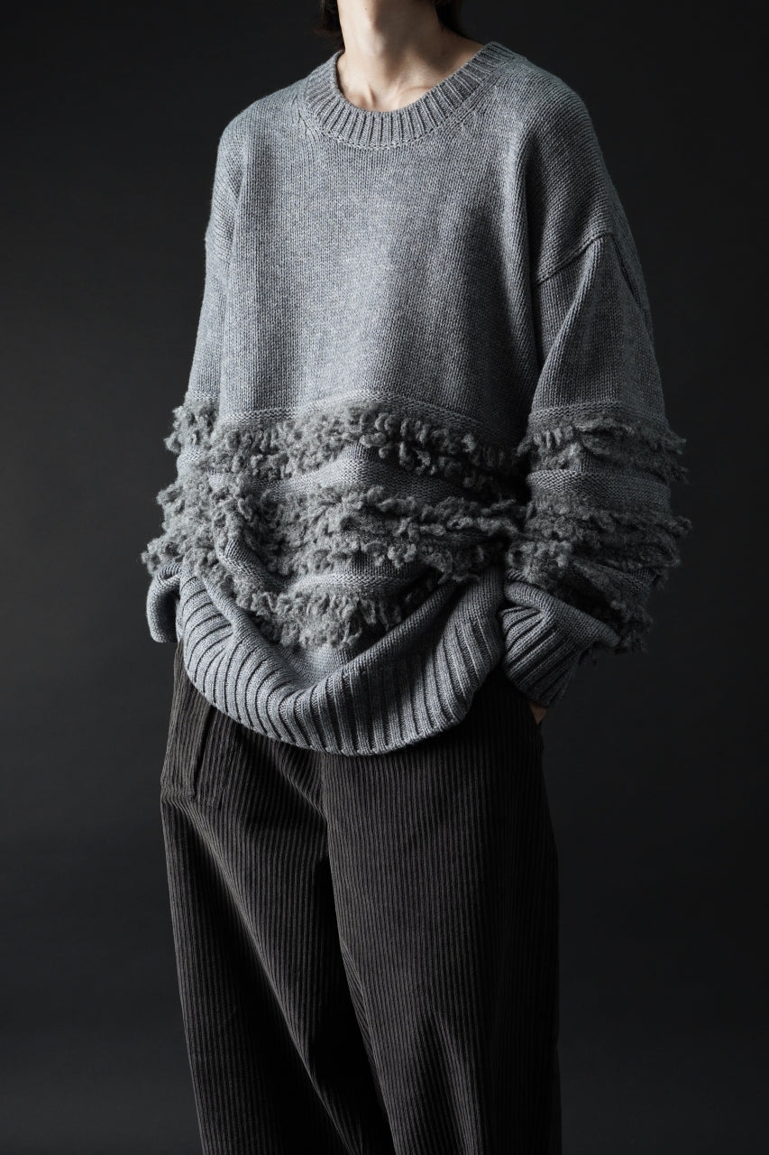 画像をギャラリービューアに読み込む, F/CE. DUAL TEXTURE SHIFTED LINES KNIT (CHARCOAL)