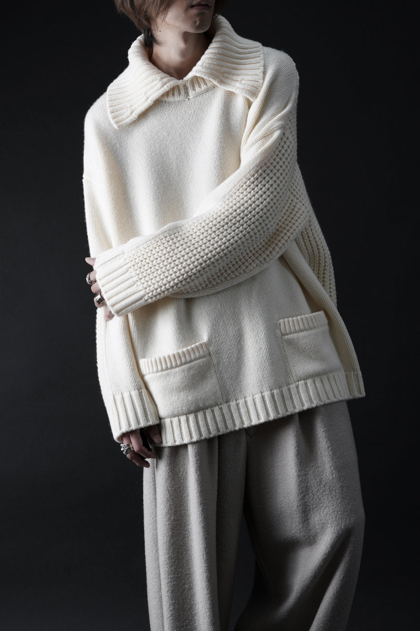画像をギャラリービューアに読み込む, F/CE. REVERSE PATTERN COLLAR KNIT (IVORY)