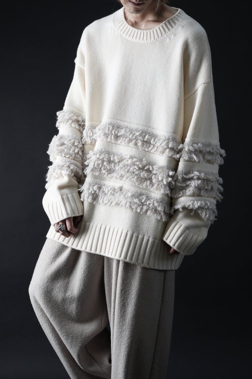 画像をギャラリービューアに読み込む, F/CE. DUAL TEXTURE SHIFTED LINES KNIT (IVORY)