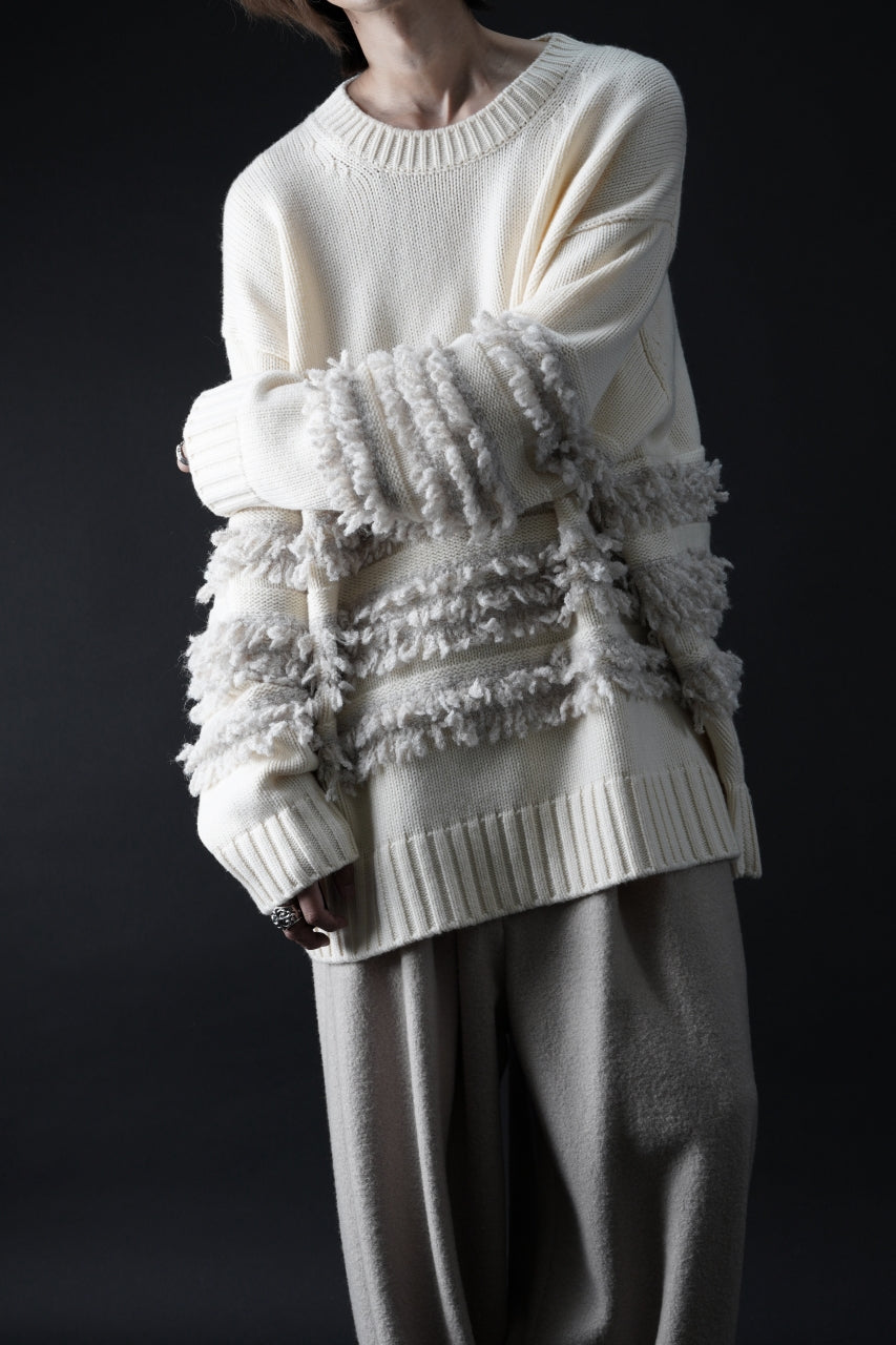 画像をギャラリービューアに読み込む, F/CE. DUAL TEXTURE SHIFTED LINES KNIT (IVORY)