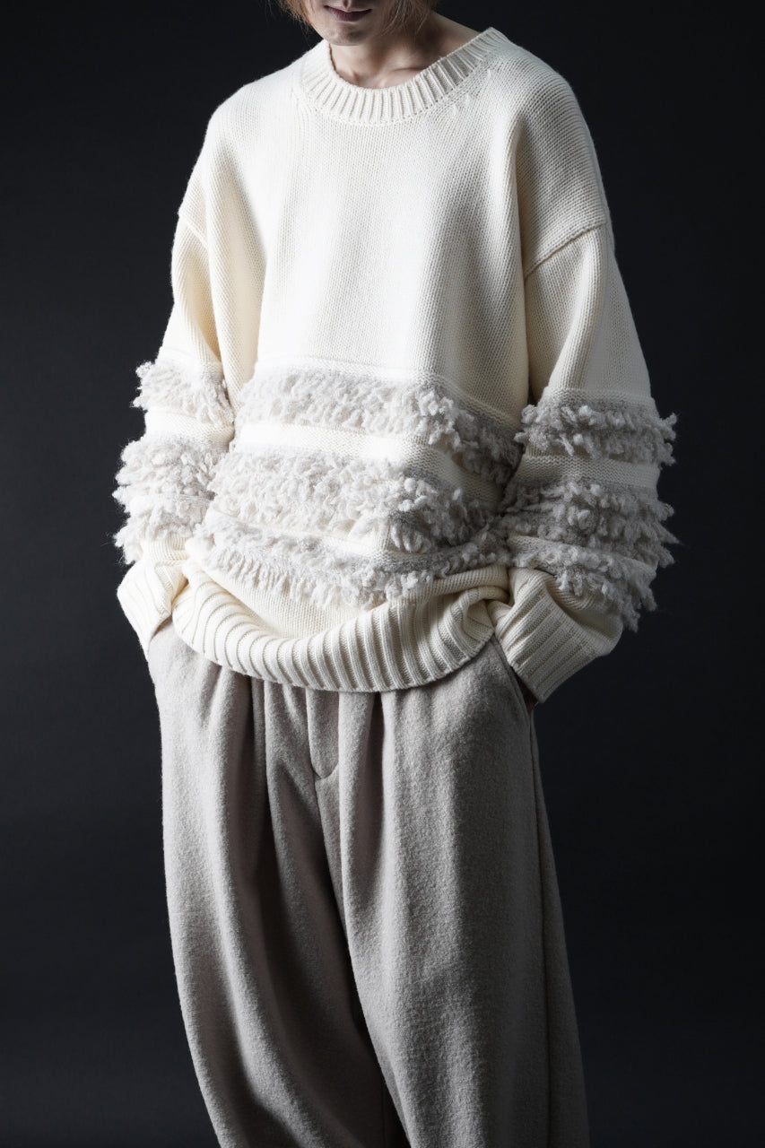 画像をギャラリービューアに読み込む, F/CE. DUAL TEXTURE SHIFTED LINES KNIT (IVORY)