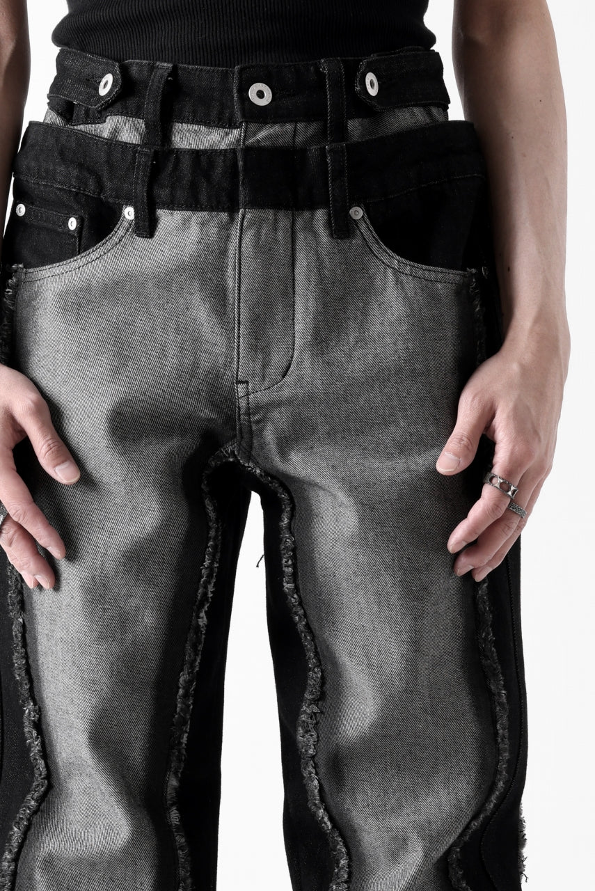 Load image into Gallery viewer, Feng Chen Wang RAW EDGE PATCHWORK TROUSERS (BLACK)