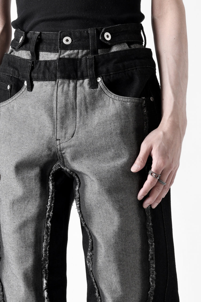 Load image into Gallery viewer, Feng Chen Wang RAW EDGE PATCHWORK TROUSERS (BLACK)