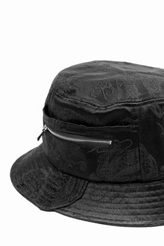 Load image into Gallery viewer, Feng Chen Wang BLACK DRAGON PATTERN SATIN BUCKET HAT (BLACK)