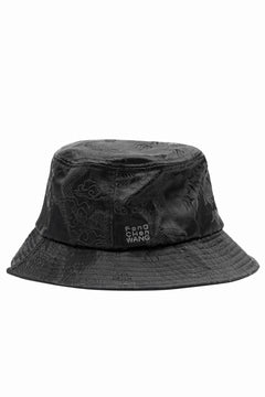 Load image into Gallery viewer, Feng Chen Wang BLACK DRAGON PATTERN SATIN BUCKET HAT (BLACK)