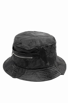 Load image into Gallery viewer, Feng Chen Wang BLACK DRAGON PATTERN SATIN BUCKET HAT (BLACK)