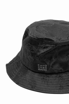 Load image into Gallery viewer, Feng Chen Wang BLACK DRAGON PATTERN SATIN BUCKET HAT (BLACK)