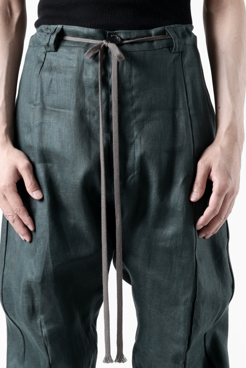 画像をギャラリービューアに読み込む, A.F ARTEFACT CURVED LONG PANTS / LINEN TWILL (GREEN)