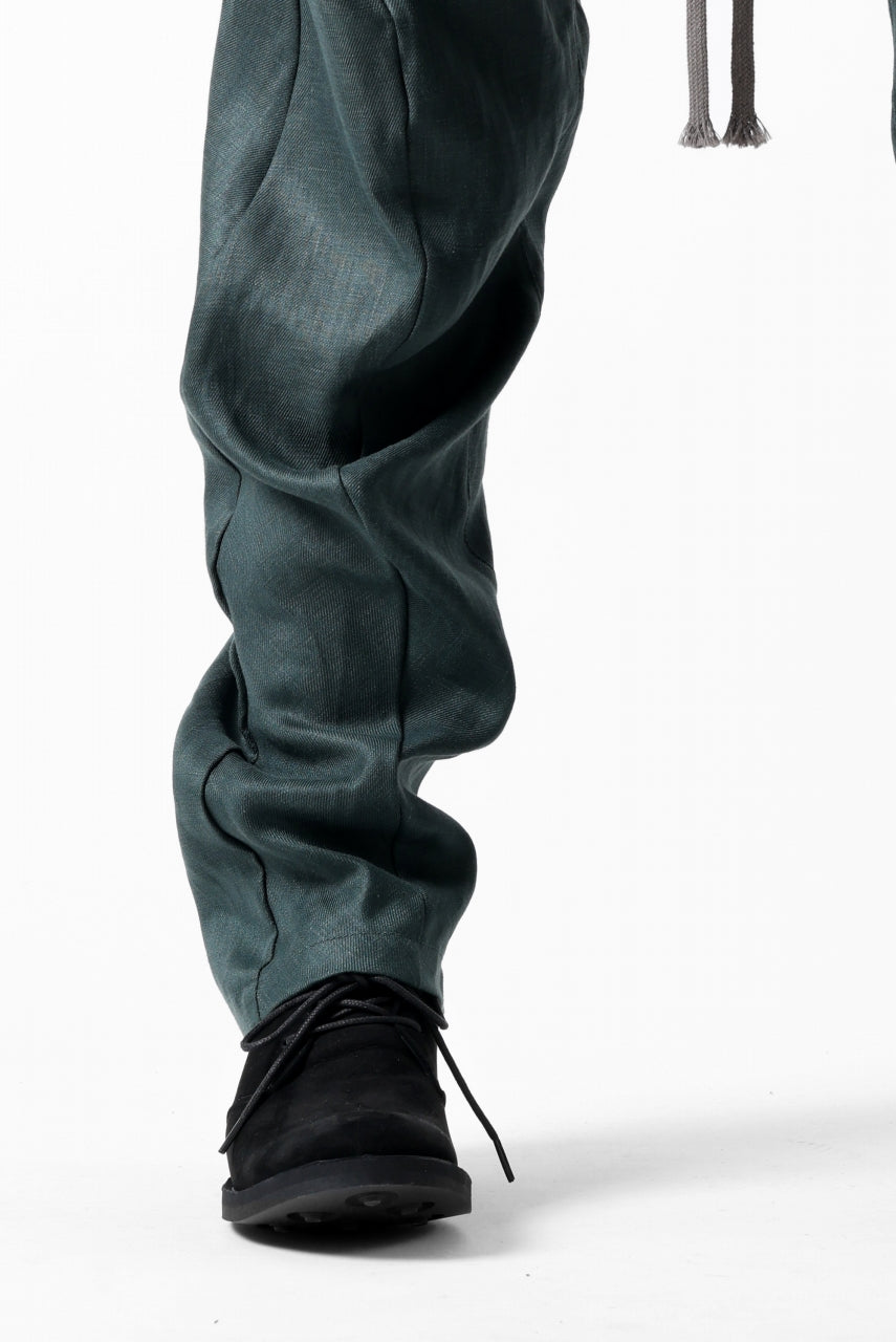 画像をギャラリービューアに読み込む, A.F ARTEFACT CURVED LONG PANTS / LINEN TWILL (GREEN)