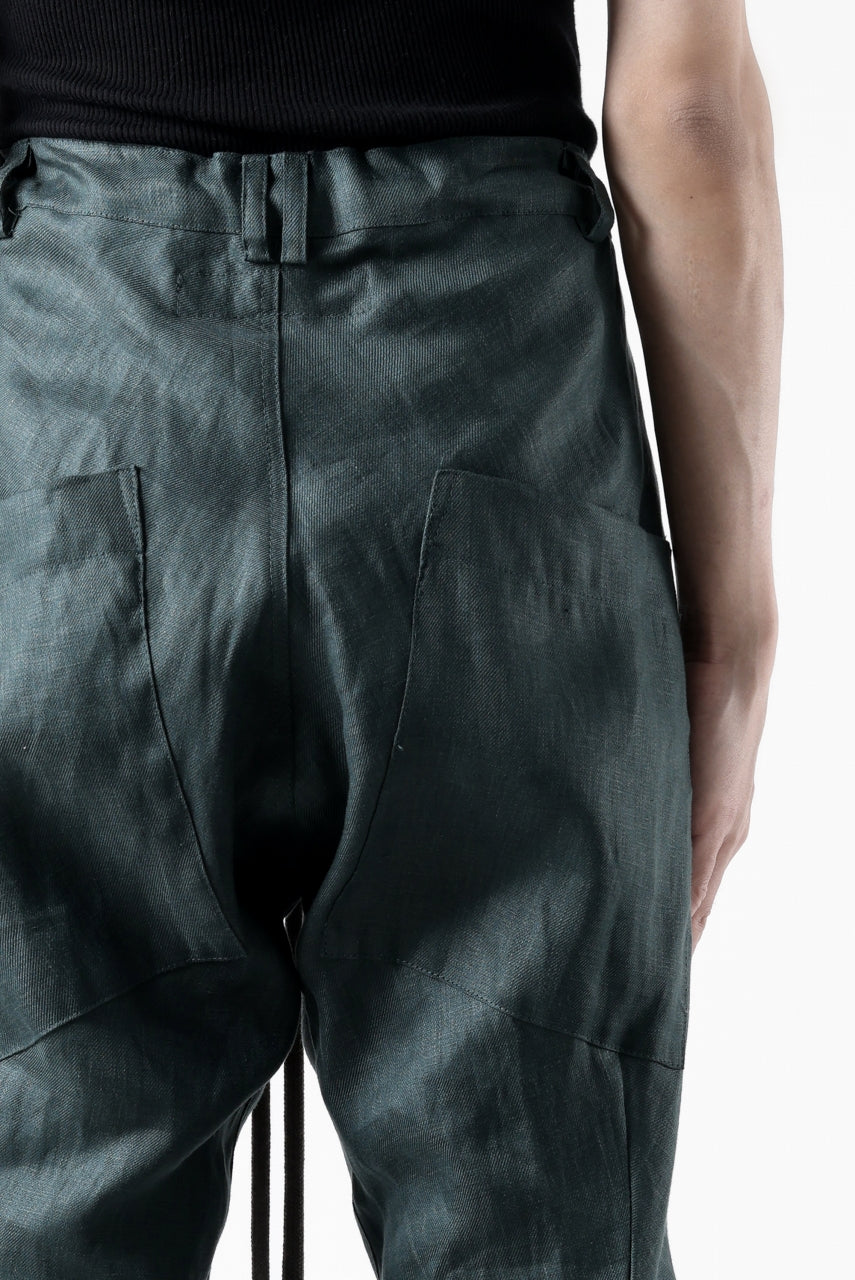 画像をギャラリービューアに読み込む, A.F ARTEFACT CURVED LONG PANTS / LINEN TWILL (GREEN)