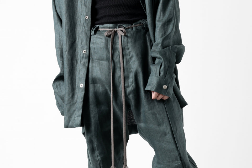 画像をギャラリービューアに読み込む, A.F ARTEFACT CURVED LONG PANTS / LINEN TWILL (GREEN)