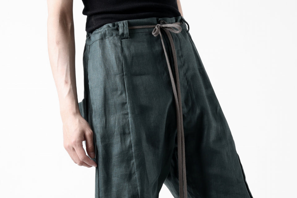 画像をギャラリービューアに読み込む, A.F ARTEFACT CURVED LONG PANTS / LINEN TWILL (GREEN)