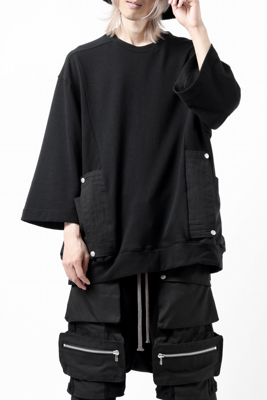 画像をギャラリービューアに読み込む, A.F ARTEFACT FLAP-DETAIL COMBINATION TOPS (BLACK)