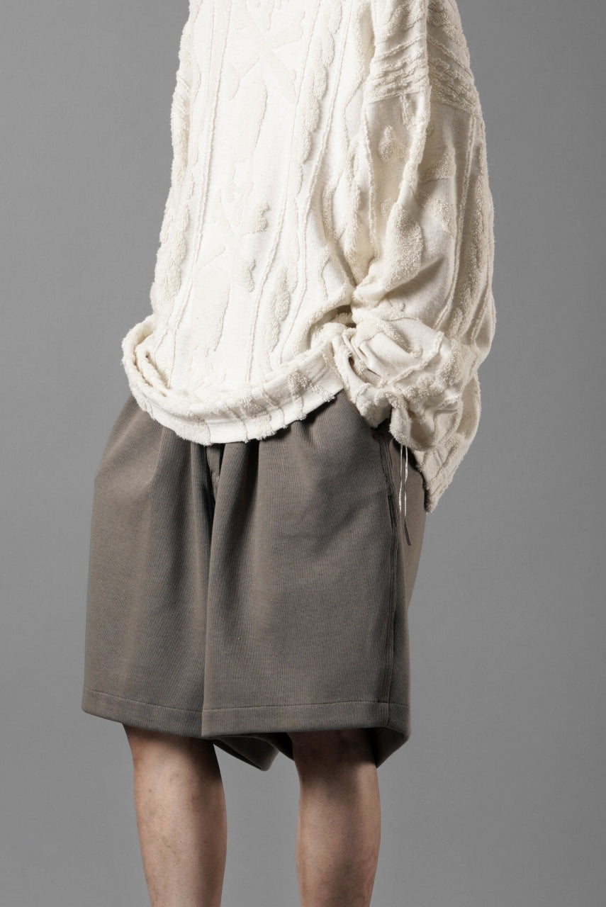 画像をギャラリービューアに読み込む, N/07 2 TUCKS EASY SHORTS / RIBBED CARDBOARD KNIT JERSEY (KHAKI GREEN)