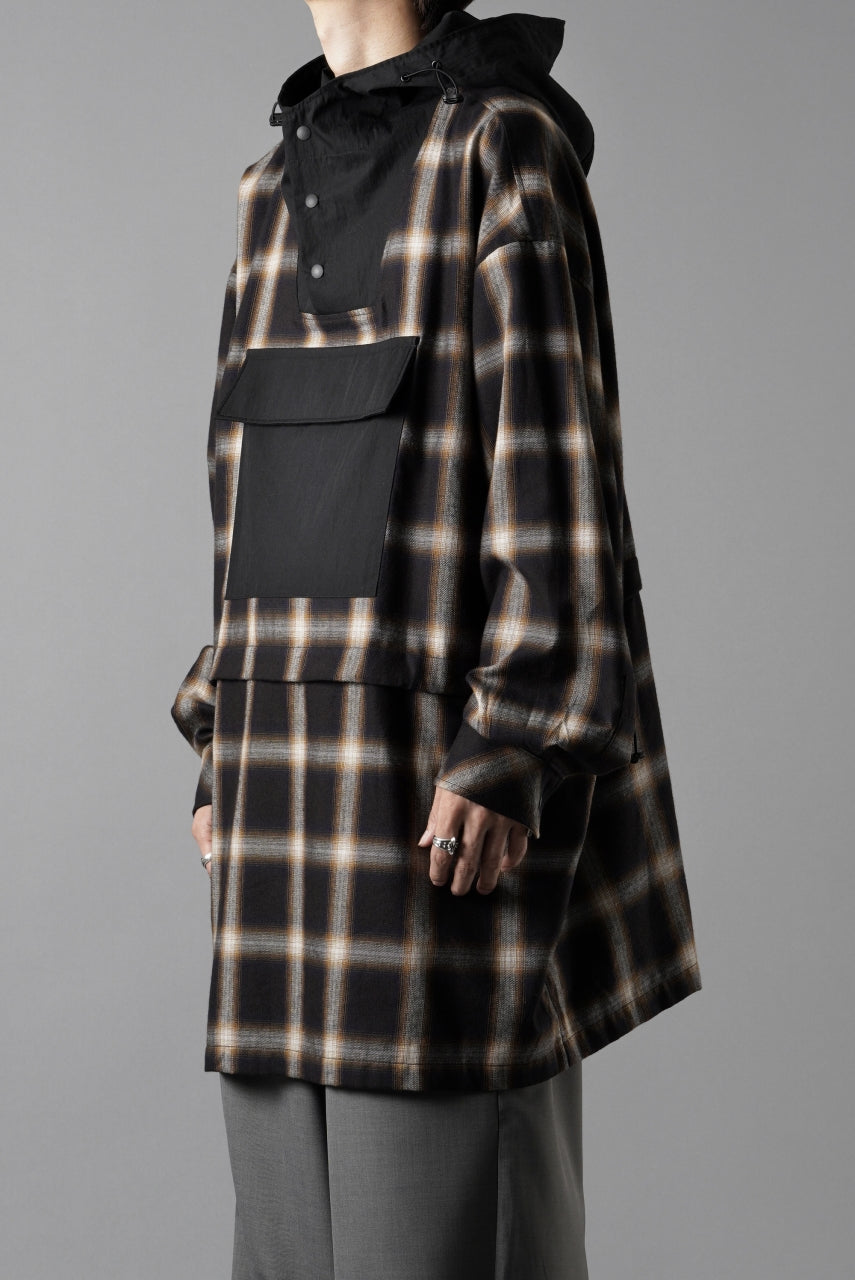 画像をギャラリービューアに読み込む, F/CE. WATER-SHIELD CHECK ANORAK SHIRT (BLACK)