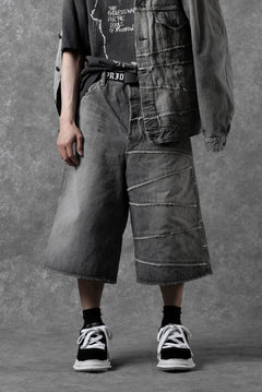 画像をギャラリービューアに読み込む, FULLCOUNT x KAMIYA Switching Denim Wide Bermuda Pants / 13.7oz Original Selvedge Denim (BLACK)