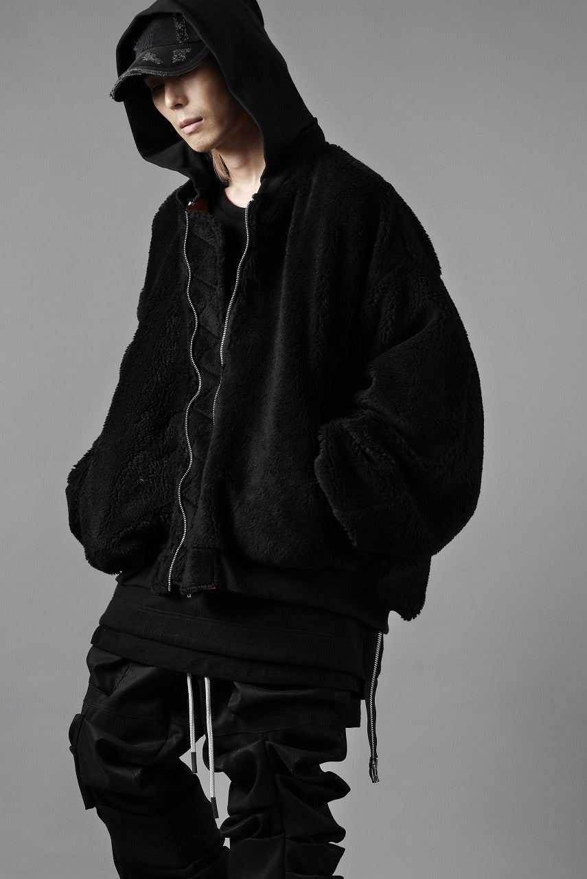 Load image into Gallery viewer, A.F ARTEFACT MA-1 HOODIE JACKET / TEDDY BOA FLEECE (BLACK)