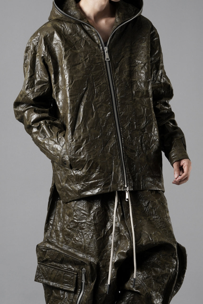 画像をギャラリービューアに読み込む, A.F ARTEFACT HOODED ZIPPER BLOUSON / WASHER SYNTHETIC LEATHER (KHAKI)