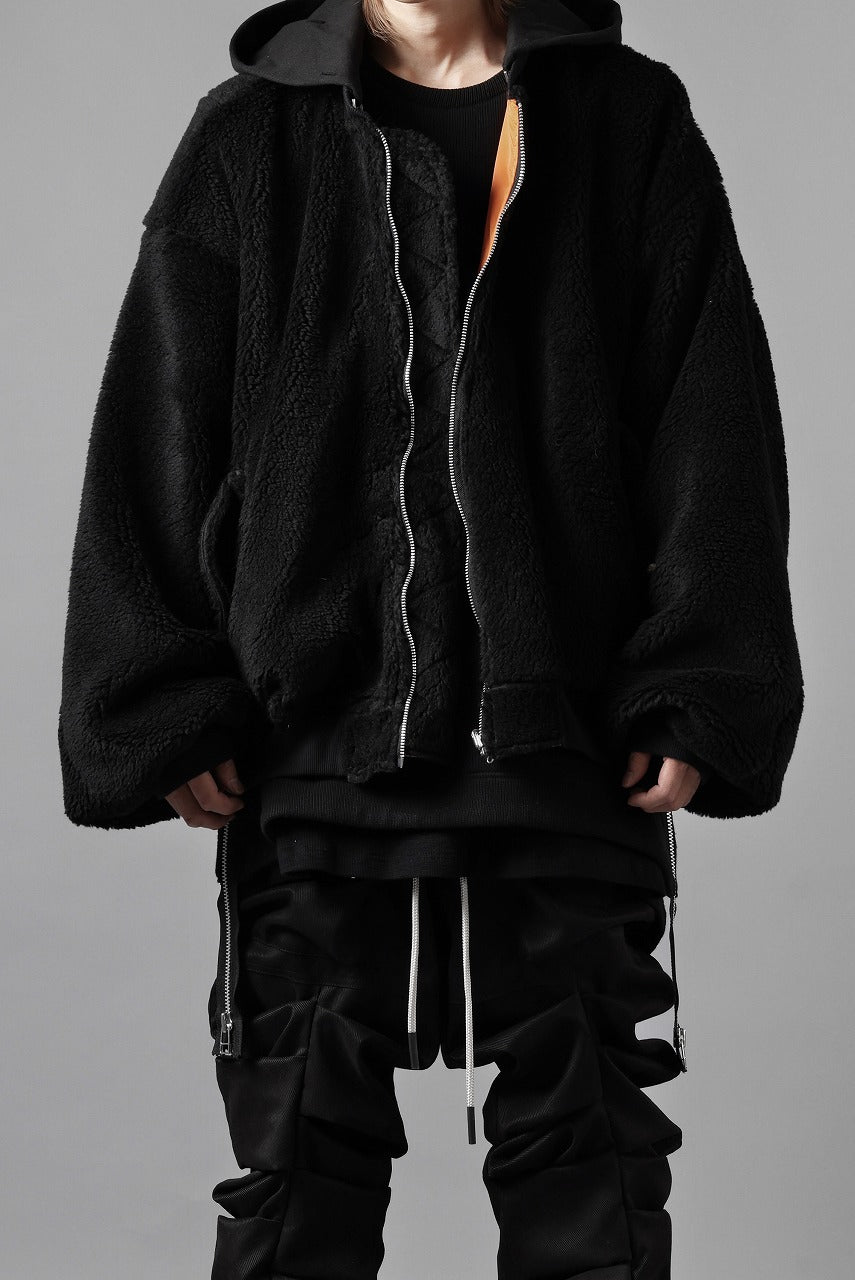 Load image into Gallery viewer, A.F ARTEFACT MA-1 HOODIE JACKET / TEDDY BOA FLEECE (BLACK)