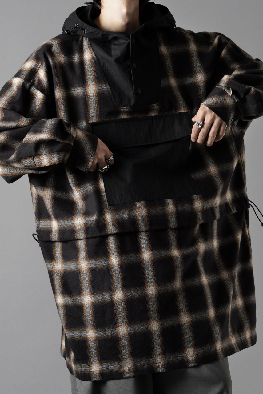 画像をギャラリービューアに読み込む, F/CE. WATER-SHIELD CHECK ANORAK SHIRT (BLACK)