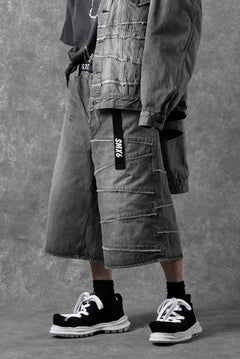 画像をギャラリービューアに読み込む, FULLCOUNT x KAMIYA Switching Denim Wide Bermuda Pants / 13.7oz Original Selvedge Denim (BLACK)