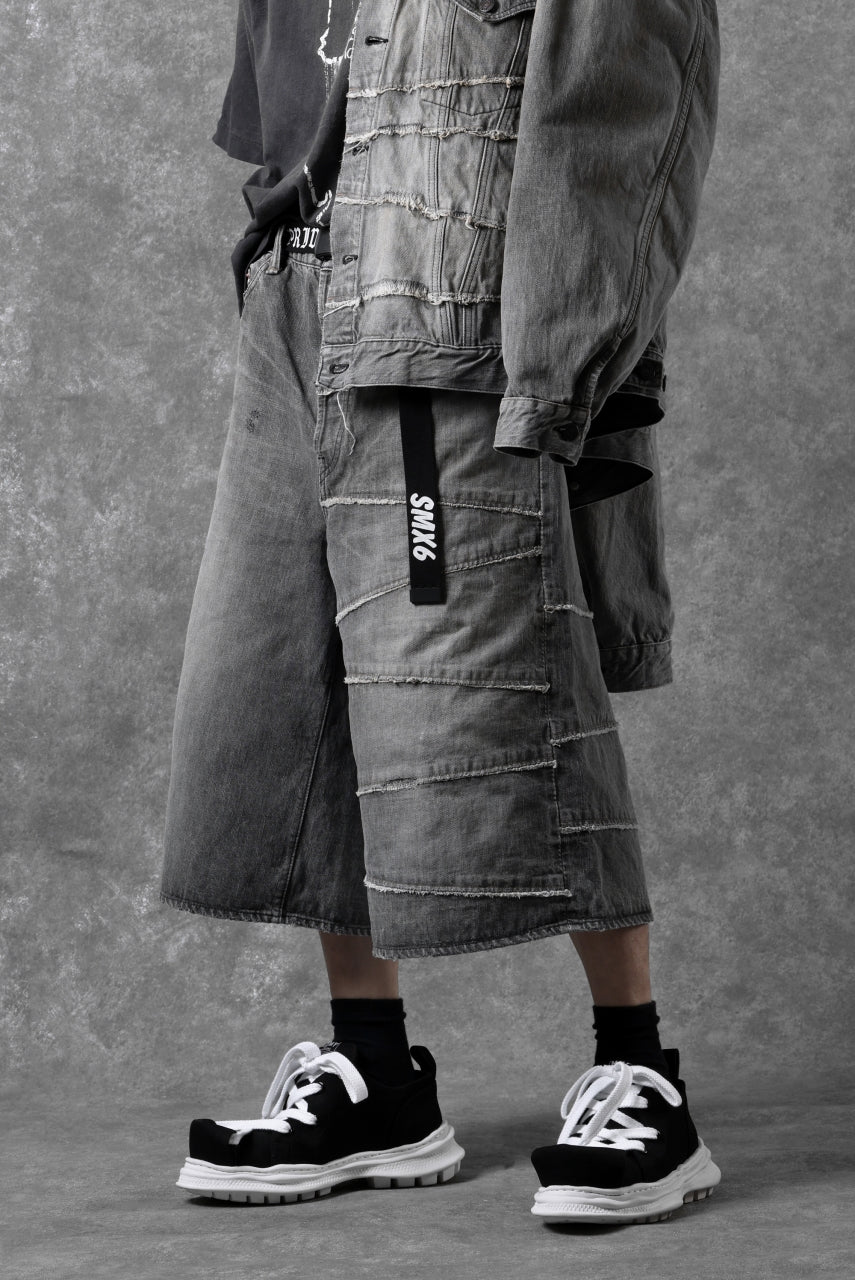 画像をギャラリービューアに読み込む, FULLCOUNT x KAMIYA Switching Denim Wide Bermuda Pants / 13.7oz Original Selvedge Denim (BLACK)