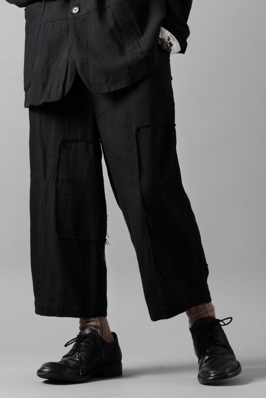 画像をギャラリービューアに読み込む, Aleksandr Manamis exclusive Bias Front Cropped Pant / Mesh Linen (BLACK)