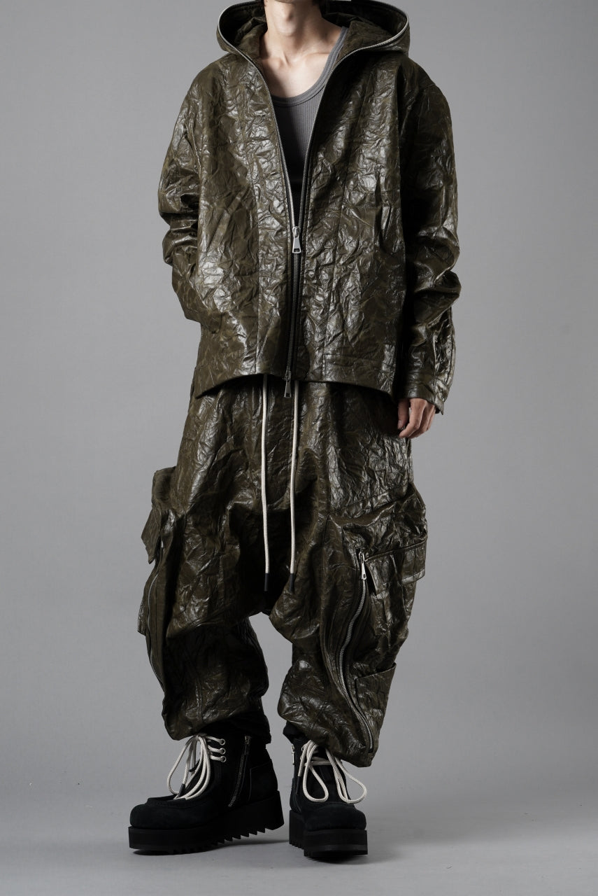 画像をギャラリービューアに読み込む, A.F ARTEFACT HOODED ZIPPER BLOUSON / WASHER SYNTHETIC LEATHER (KHAKI)