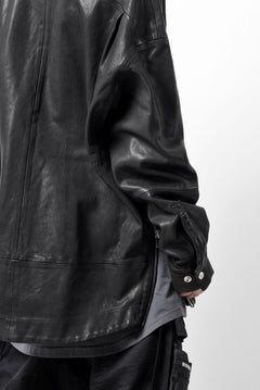 画像をギャラリービューアに読み込む, A.F ARTEFACT SNAPPED COCOON SHIRT-JACKET / SOFT GOAT LEATHER (BLACK)