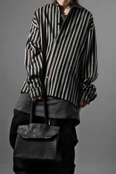 画像をギャラリービューアに読み込む, A.F ARTEFACT LOOSEY OVER SHIRT / HERRINGBONE LINEN STRIPE (BLACK×L.GREY)