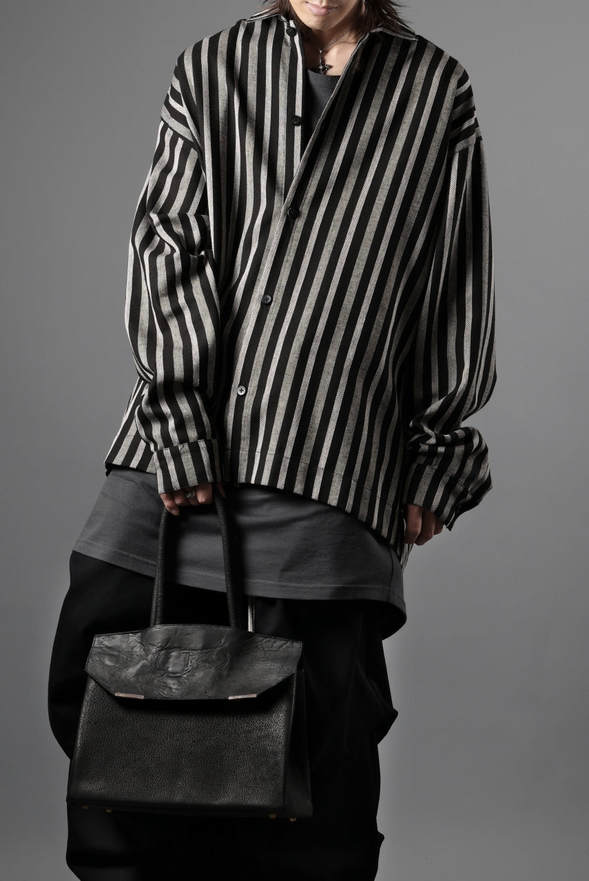 画像をギャラリービューアに読み込む, A.F ARTEFACT LOOSEY OVER SHIRT / HERRINGBONE LINEN STRIPE (BLACK×L.GREY)