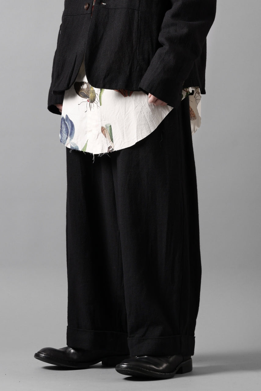 画像をギャラリービューアに読み込む, Aleksandr Manamis Wide Tapered Ankle Pant / Mesh Linen (BLACK)